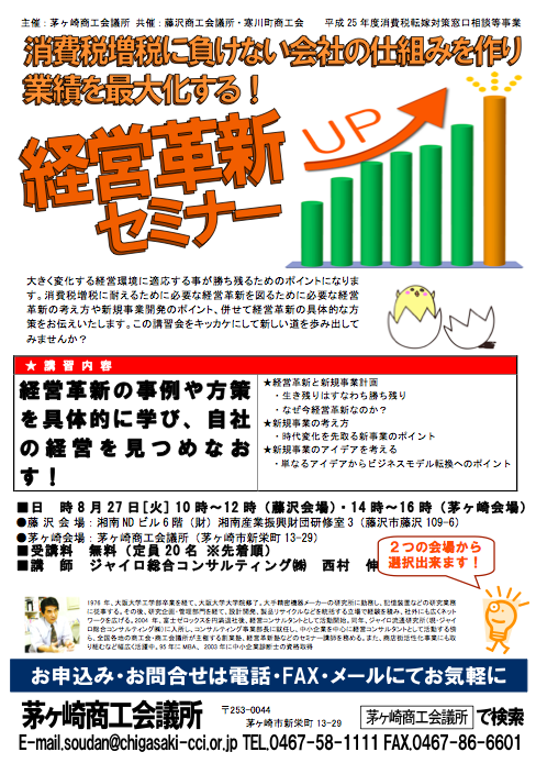 経営革新セミナー ジャイロ総合コンサルティング 経営革新セミナー 消費税転嫁対策セミナー